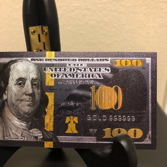 24k Gold / Black Foil Plated $100 (One Hundred US Dollar) Banknote - Picture 3 of 8